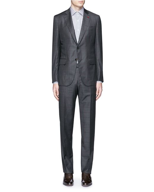 Isaia 'gregory' Overcheck Aquaspider Wool Suit in Gray for Men | Lyst