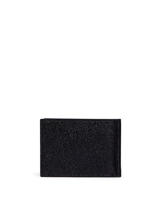 Thom browne Pebble Grain Leather Money Clip Wallet in Black for Men | Lyst