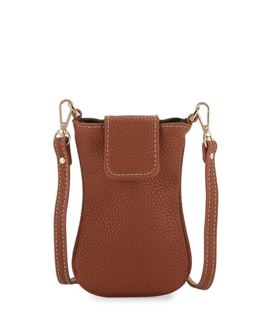 Neiman marcus Juno Faux-leather Phone Crossbody Bag in Brown (CAMEL) - Save 31% | Lyst