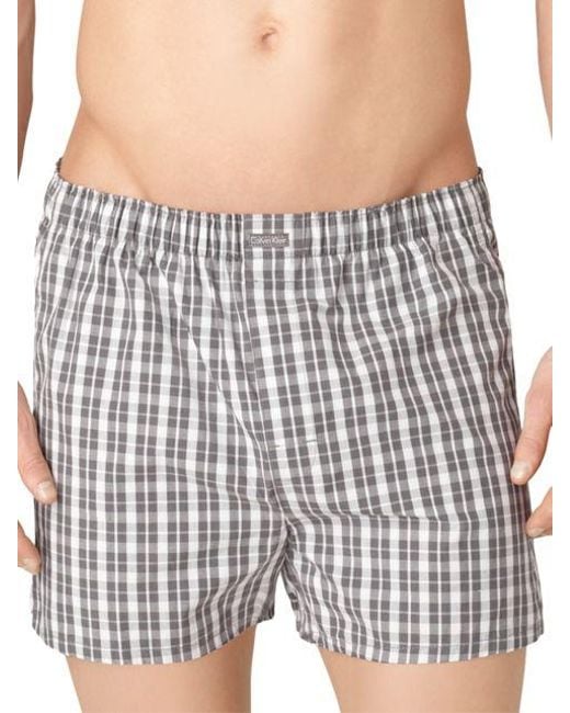 Calvin klein Three-pack Woven Boxer Shorts Set in Gray for Men - Save 5 ...