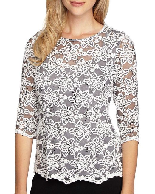 Alex Evenings Floral Lace Illusion Top Save 8 Lyst