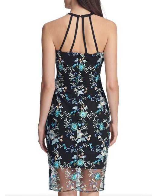 Guess Floral Embroidered Bodycon Dress in Blue Save 11 Lyst