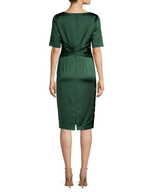 Adrianna Papell Satin Wrap Cocktail Dress in Green - Lyst