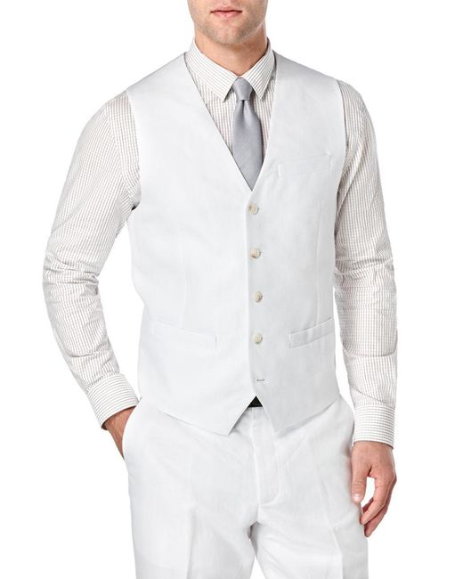 Lyst - Perry ellis Big And Tall Linen-cotton Suit Vest in White for Men