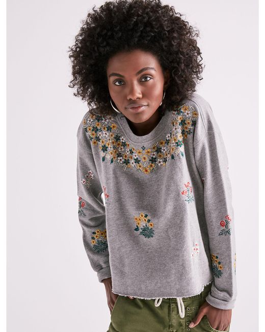 Lyst - Lucky brand Floral Gardens Sweatshirt in Gray