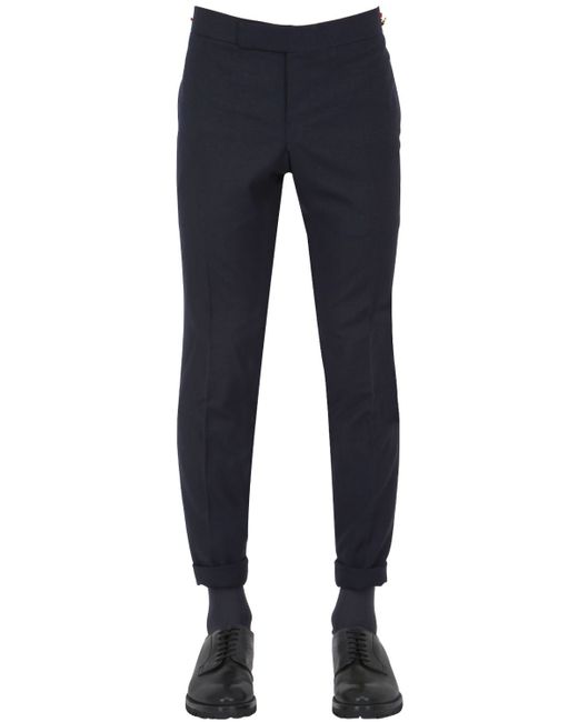 Thom browne Skinny Wool Gauze Pants in Black for Men (NAVY) | Lyst