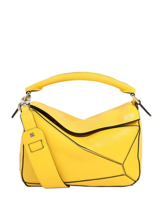 Loewe Small Puzzle Leather Top Handle Bag in Yellow | Lyst