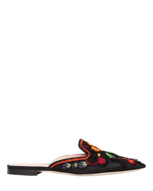 Alberta ferretti Embroidered And Beaded Satin Mules | Lyst