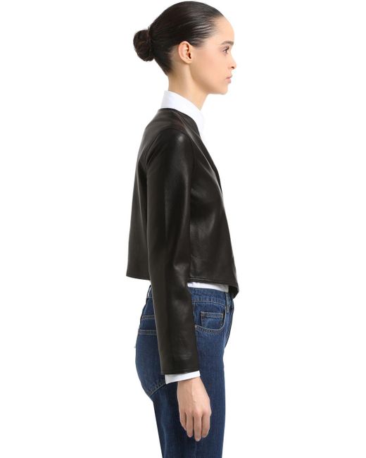 Lyst Aalto Cropped Leather Bolero Jacket In Black Aalto Black Cropped Leather Bolero Jacket Lyst