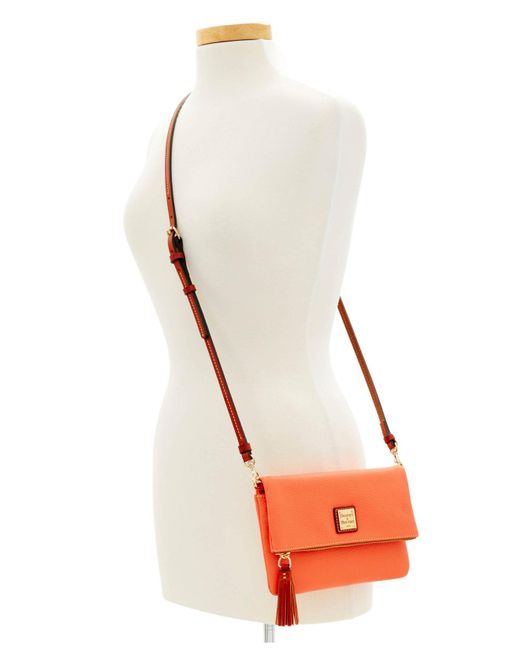 Dooney & Bourke Foldover Zip Small Pebble Leather Crossbody in Orange