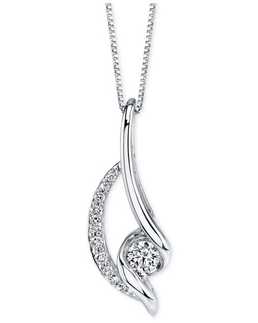 Sirena Diamond Twist Pendant Necklace (3/8 Ct. T.w.) In 14k White Gold ...