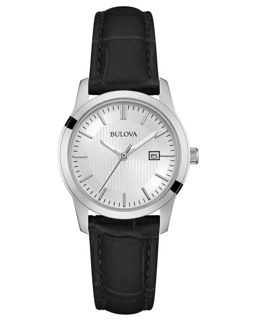 Bulova Women's Black Leather Strap Watch 30mm 96m129 in  