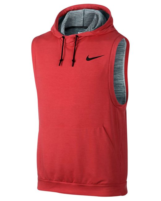 Nike Men's Dri-fit Sleeveless Hoodie in Red for Men (Light Crimson) | Lyst