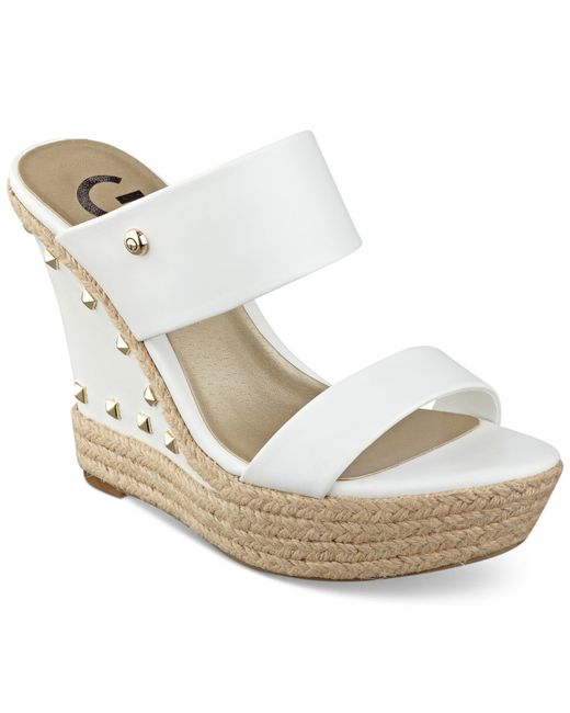 G by guess Decaf Espadrille Wedge Sandals in White Save