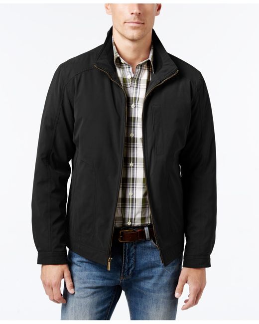 London fog Men's Knit-trim Microfiber Jacket in Black for Men | Lyst