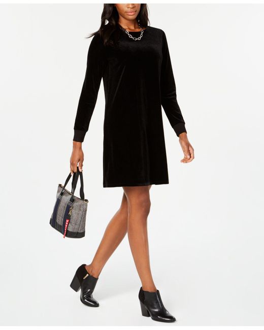 macy's black velvet dress