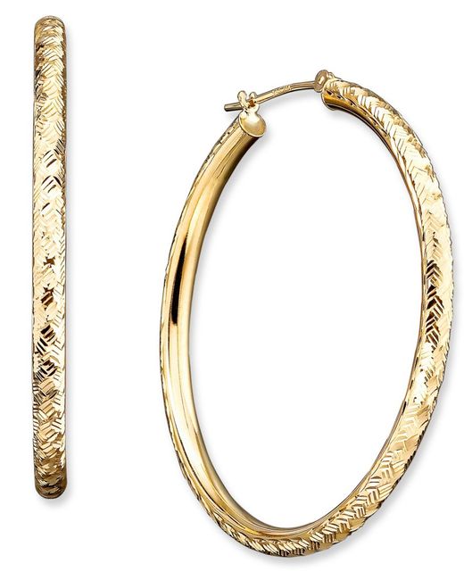 Macy&#39;s 14k Gold Diamond-cut Hoop Earrings in Metallic | Lyst
