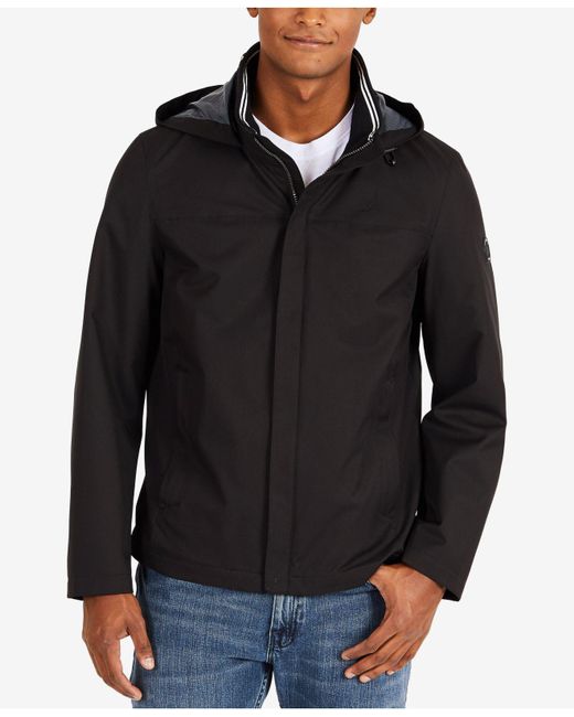 Download Lyst - Nautica Waterproof Hooded Bomber Jacket in Black ...