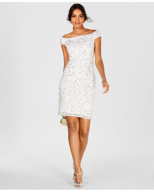 beaded white cocktail dress