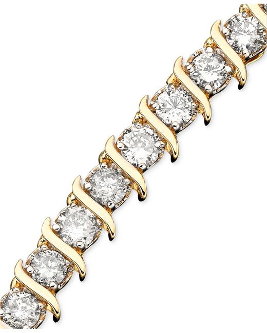 Macy&#39;s Diamond Bracelet (5-7/8 Ct. T.w.) In 10k Yellow Gold in White | Lyst
