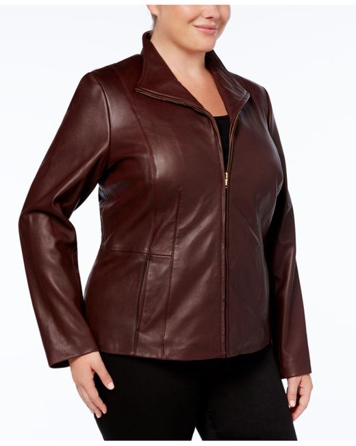 Lyst Cole Haan Signature Plus Size Leather Jacket In Brown Cole Haan Brown Signature Plus Size Leather Jacket Lyst