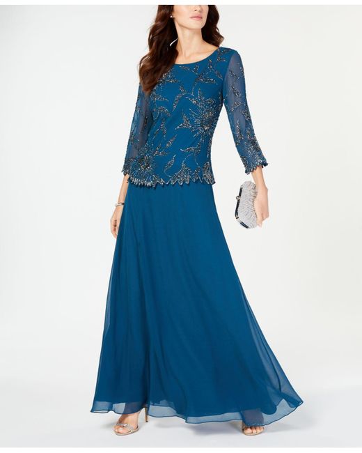j kara embellished overlay gown