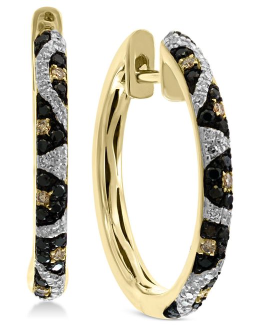 Effy Collection Effy® Multi-color Diamond Animal Print Hoop Earrings (3/8 Ct. T.w.) In 14k Gold