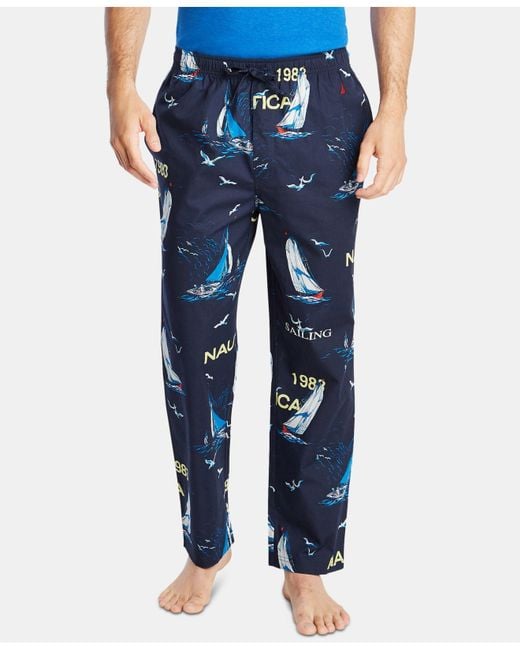 Nautica Cotton Sailboatprint Pajama Pants in Blue for Men Lyst
