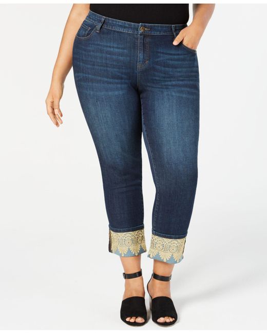 Lyst Style And Co Plus Size Lace Cuffed Boyfriend Jeans Created For 3219