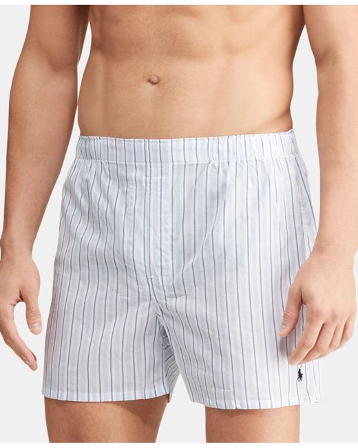 Polo Ralph Lauren Classic Woven Cotton Boxers, 3-pk. in Blue for Men - Lyst