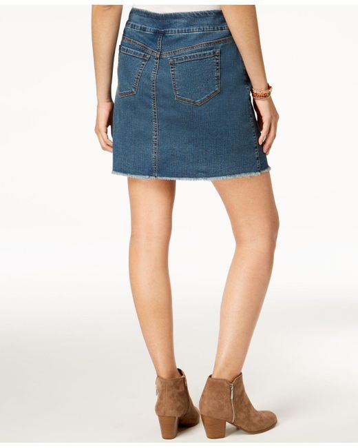 Lyst - Style & Co. Frayed Pull-on Denim Skort in Blue - Save 29. ...