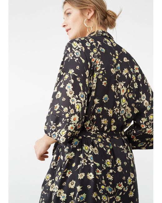 violeta by mango flower print kaftan in black lyst violeta by mango flower print kaftan in black lyst