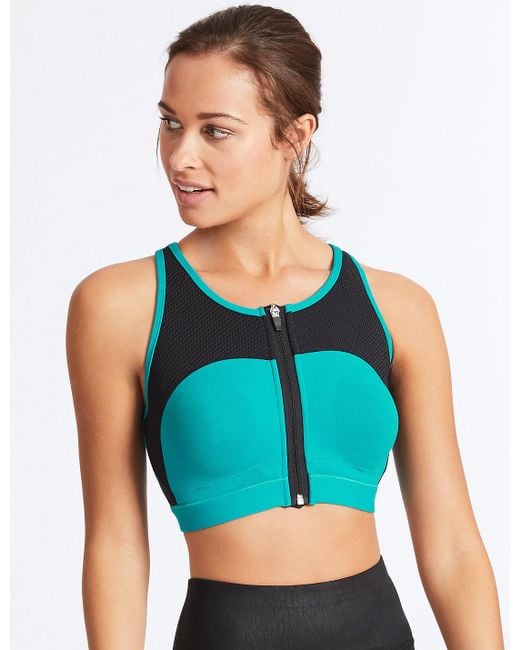 Lyst Marks & spencer Extra High Impact Zip Front Sports Bra De in Green