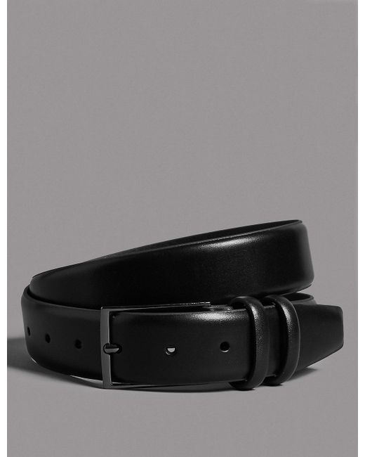 Marks & spencer Leather Rectangular Buckle Belt in Black for Men Lyst