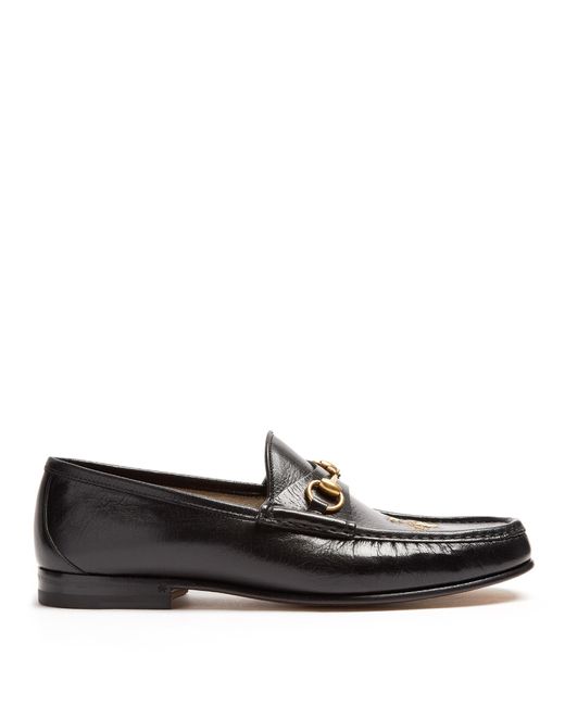 leather loafer with bee