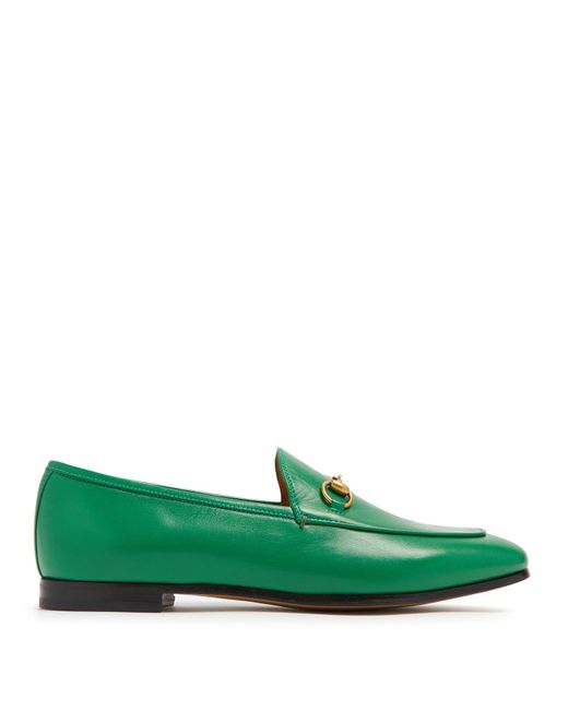 Lyst Gucci Jordaan Leather Loafers in Green