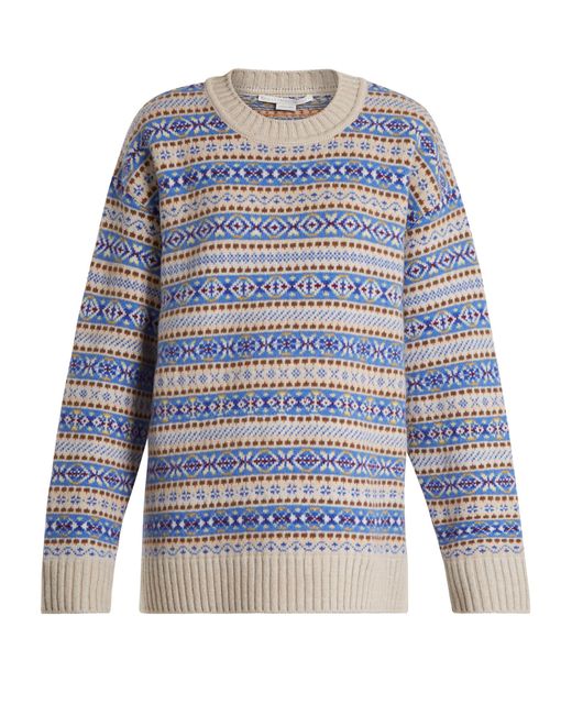 Lyst - Stella Mccartney Fair Isle Oversized Wool-knit Jacquard Sweater ...