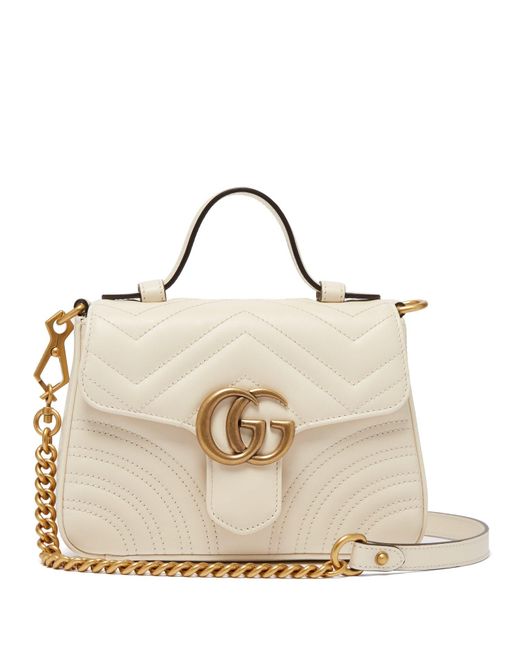 Gucci Gg Marmont Quilted Leather Cross Body Bag in White - Lyst
