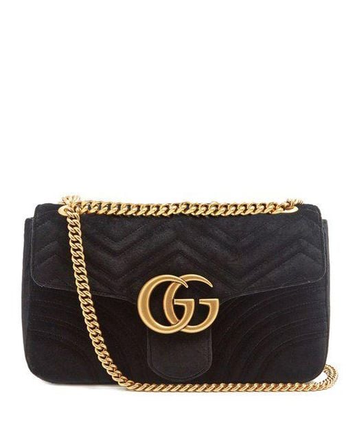 Gucci - Gg Marmont Medium Quilted Velvet Shoulder Bag - Womens - Black - Save 34.407330771504576 ...