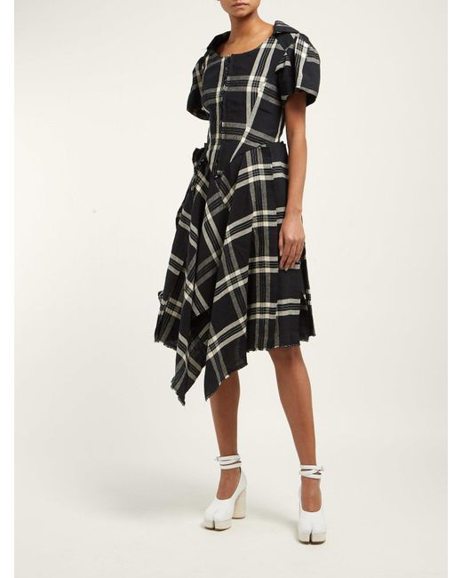 Lyst - Vivienne Westwood Tartan Asymmetric Hem Linen Dress ...