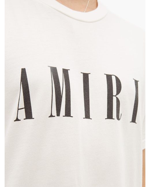 Amiri Logo Print Cotton T Shirt in White Black (White) for Men - Lyst