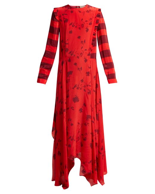 Red Handkerchief Hem Dress