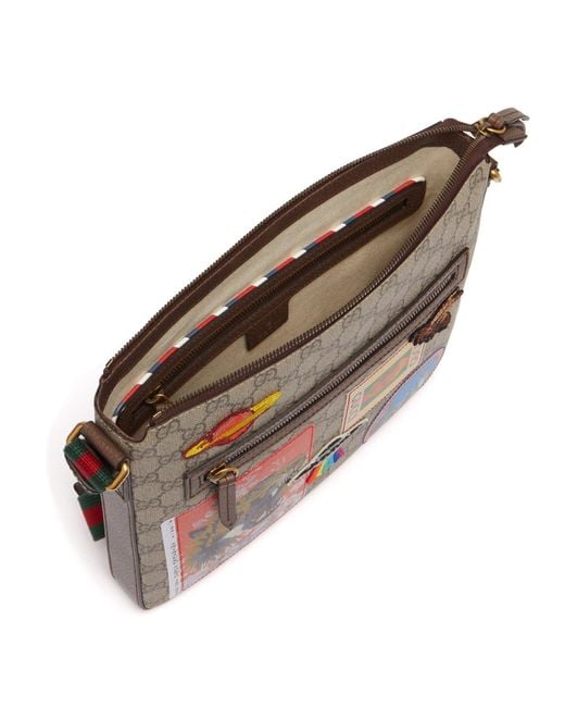 Gucci Men's Supreme Gg Canvas Messenger Bag With Patches