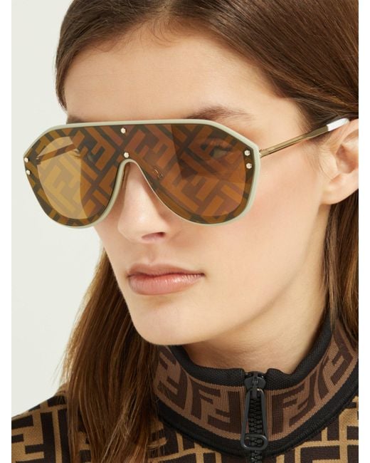 Fendi Ff Monogram Aviator Sunglasses in Brown - Save 12% - Lyst