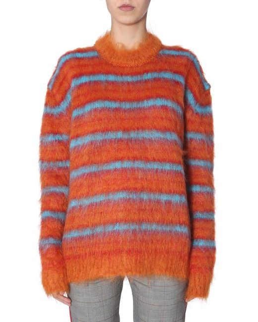 Marni Brushed Knit Striped Sweater In Orange in Orange - Save 46% - Lyst