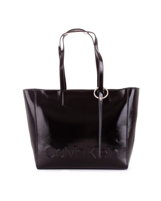 calvin klein black purse leather