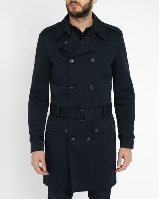 Ikks Navy Quilted Patch Pockets Trench Coat in Blue for Men | Lyst