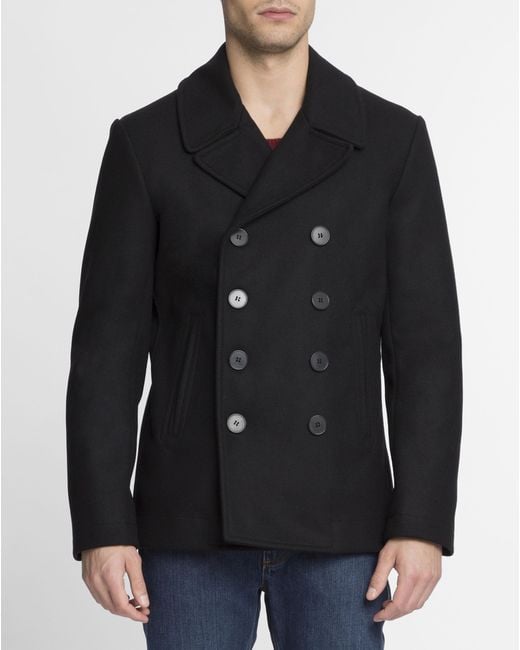 M.studio Black Tristan Wool-blend Reefer Jacket in Black for Men | Lyst