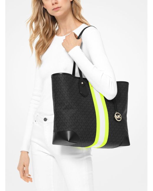 michael kors large logo stripe tote