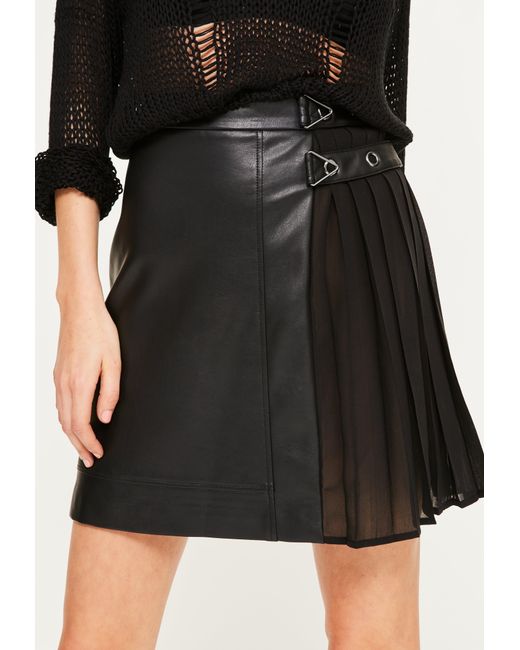 Missguided Black Faux Leather Pleated Mini Skirt in Black | Lyst